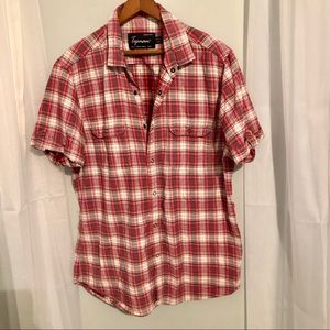 Topman snap button flannel size large